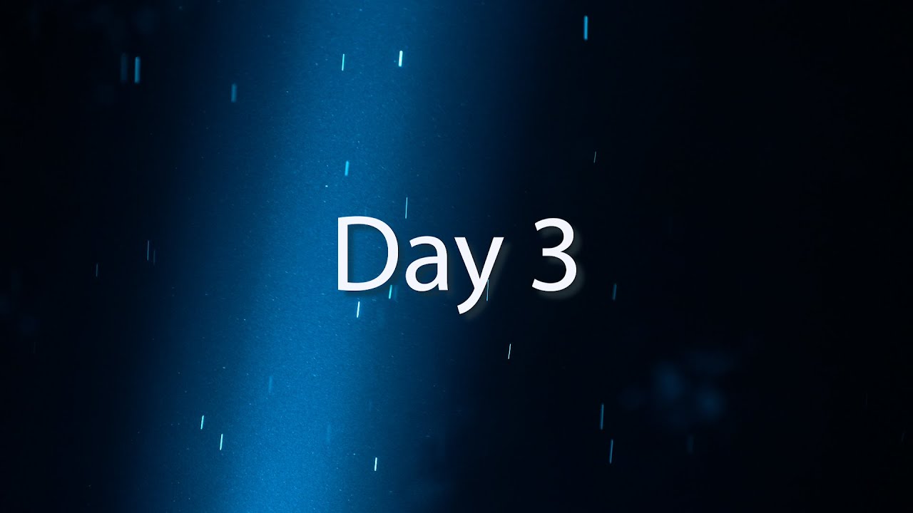 푸른 빗줄기 위 Day 3 글자가 놓인 2024 셋째 날 영상